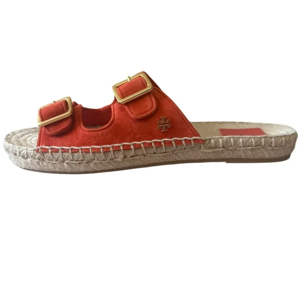 Tory Burch Orange‎ Suede Two Band Espadrille Sandals 8.5